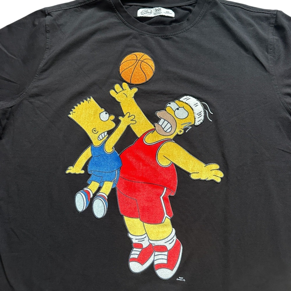 The Simpsons Homer & Bart Basketball Reach for the Clouds Shirt Size 2XL - Picture 2 of 8